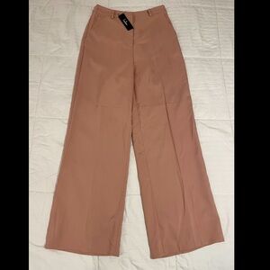 NWT Lulus So Get This Dusty Rose Pink High-Waisted Wide-Leg Trouser Pants Sz M